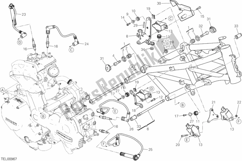 All parts for the Frame of the Ducati Multistrada 1200 Enduro Touring 2018